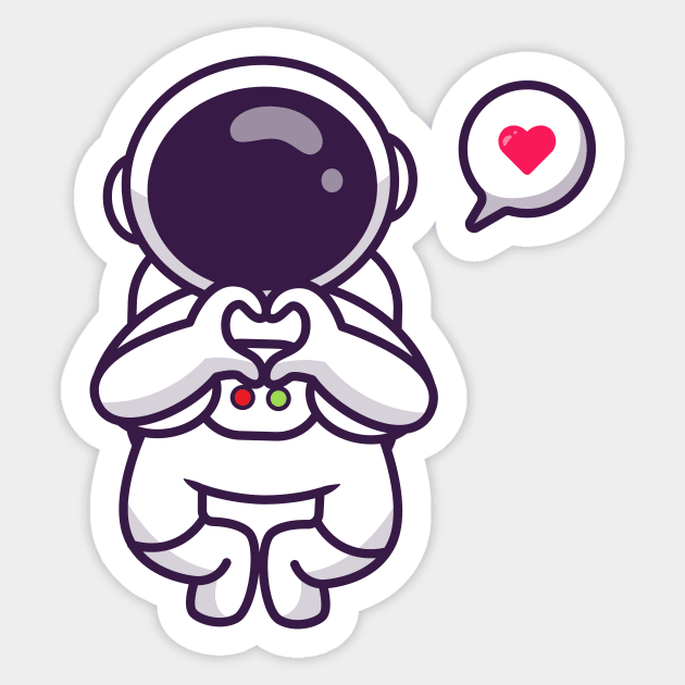 Cute Astronaut Flying With Love Sign Hand Sticker by Catalyst Labs